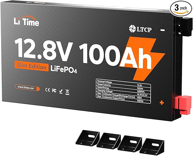 LiTime 12V 100Ah Slim LiFePO4 Lithium Battery